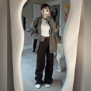 brown wide leg jeans